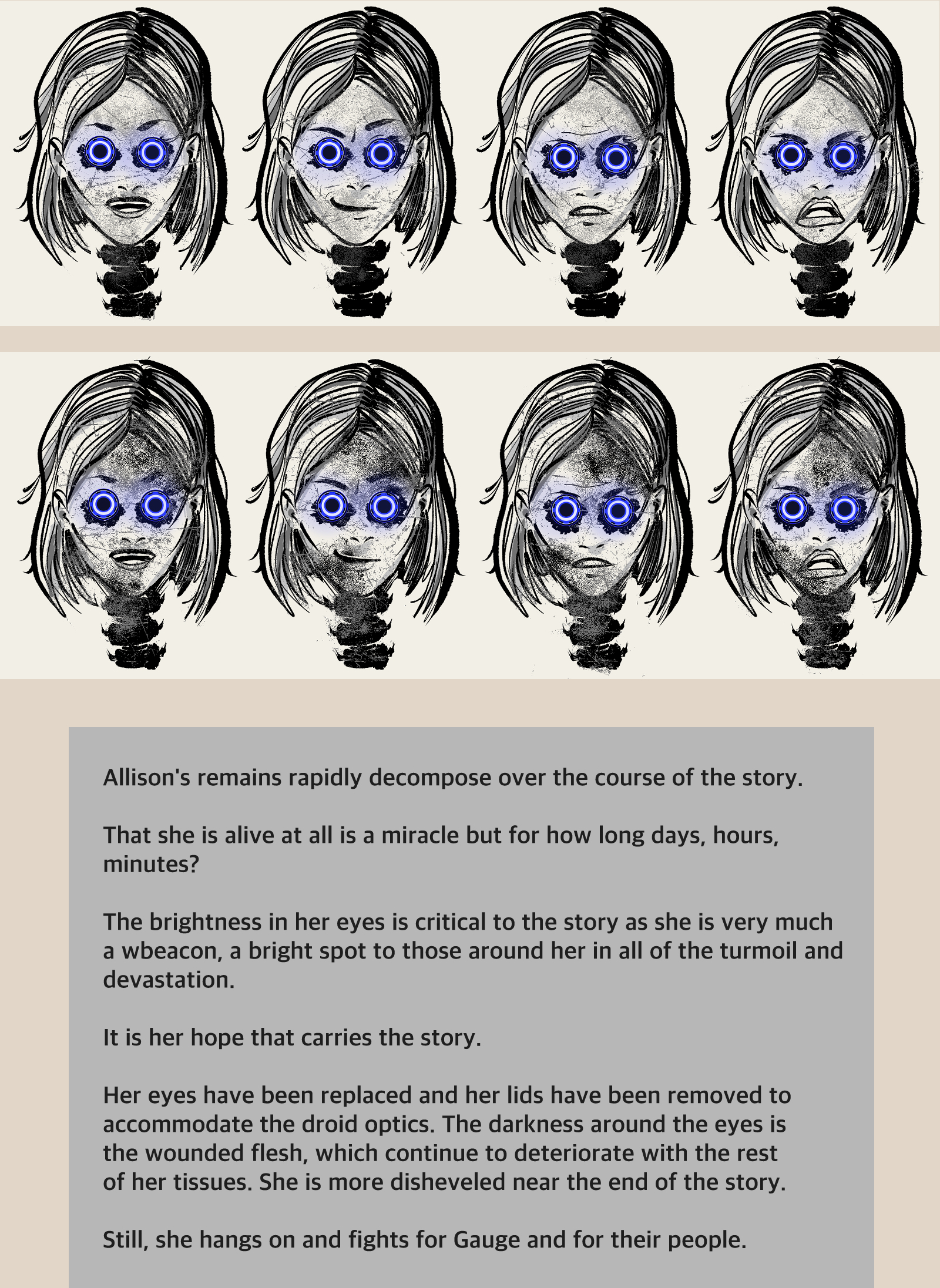 Image of Allie with robotic eyes Roland